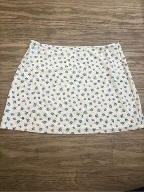 PINK Victoria's Secret White Mini Skirt with Blue & Green Floral Print
